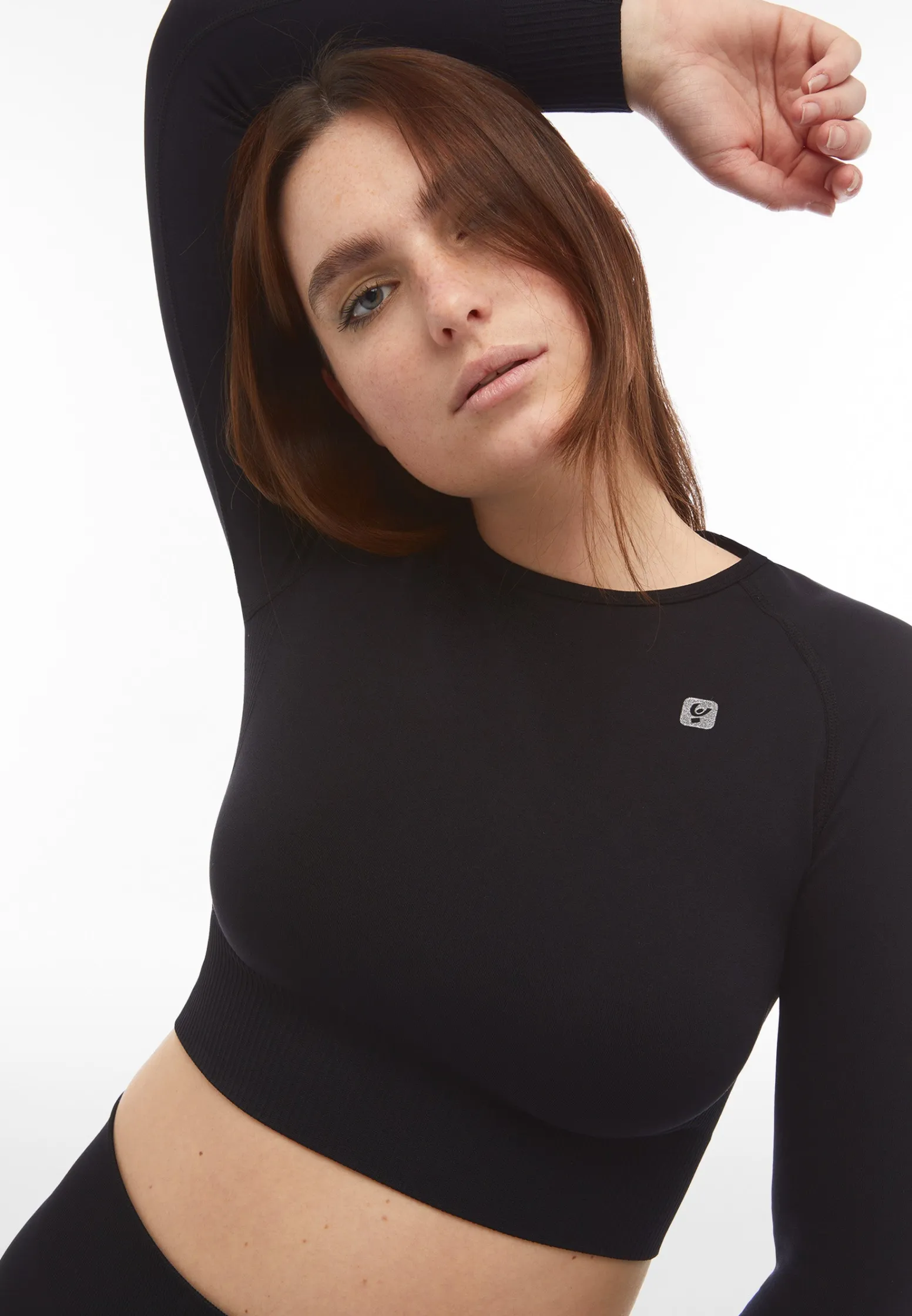 Freddy Top corto a manica lunga in tessuto seamless-Donna Padel|Pilates