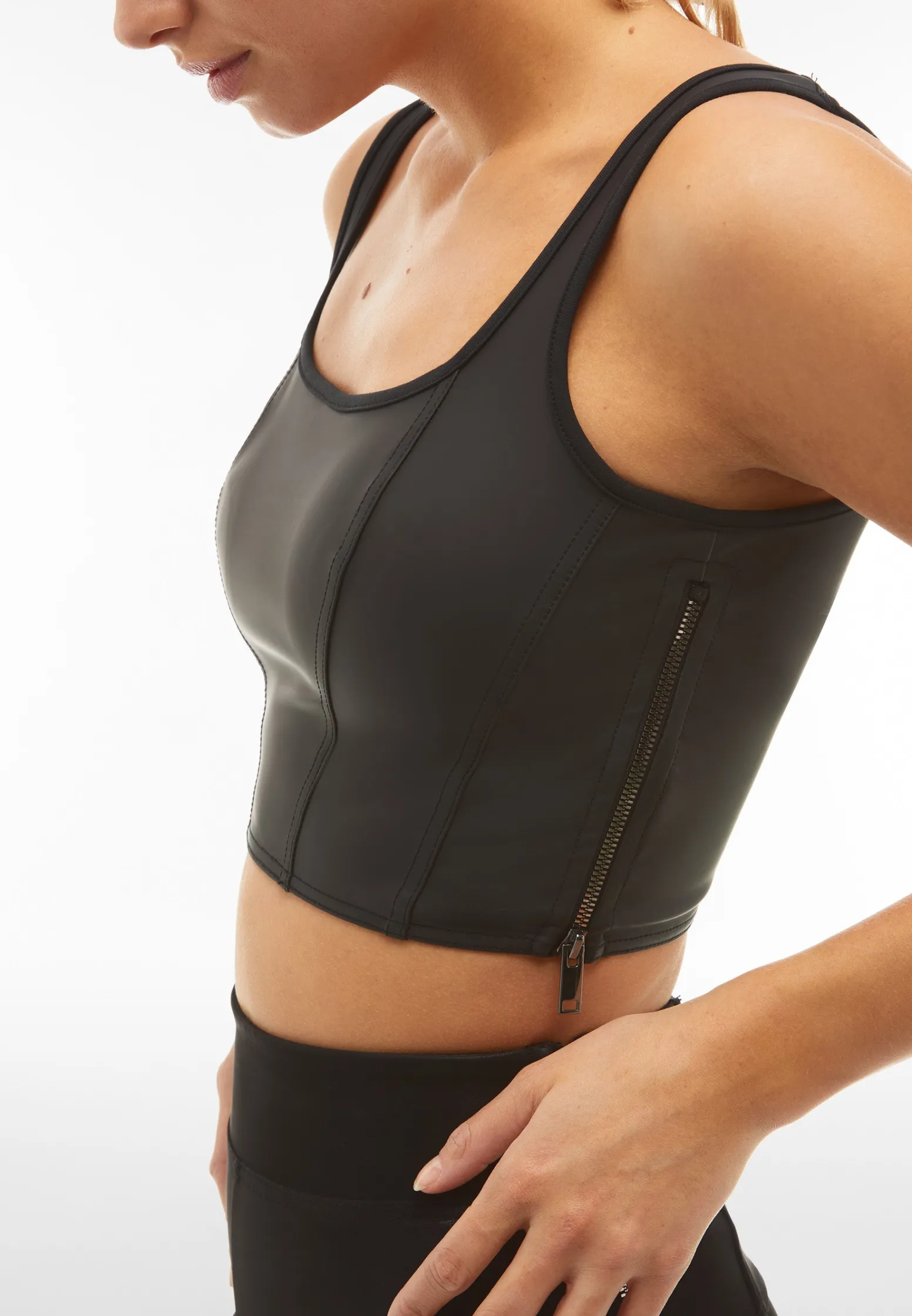 Freddy Top corto stile bustier in similpelle-Donna Top E Canotte