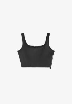 Freddy Top corto stile bustier in similpelle-Donna Top E Canotte