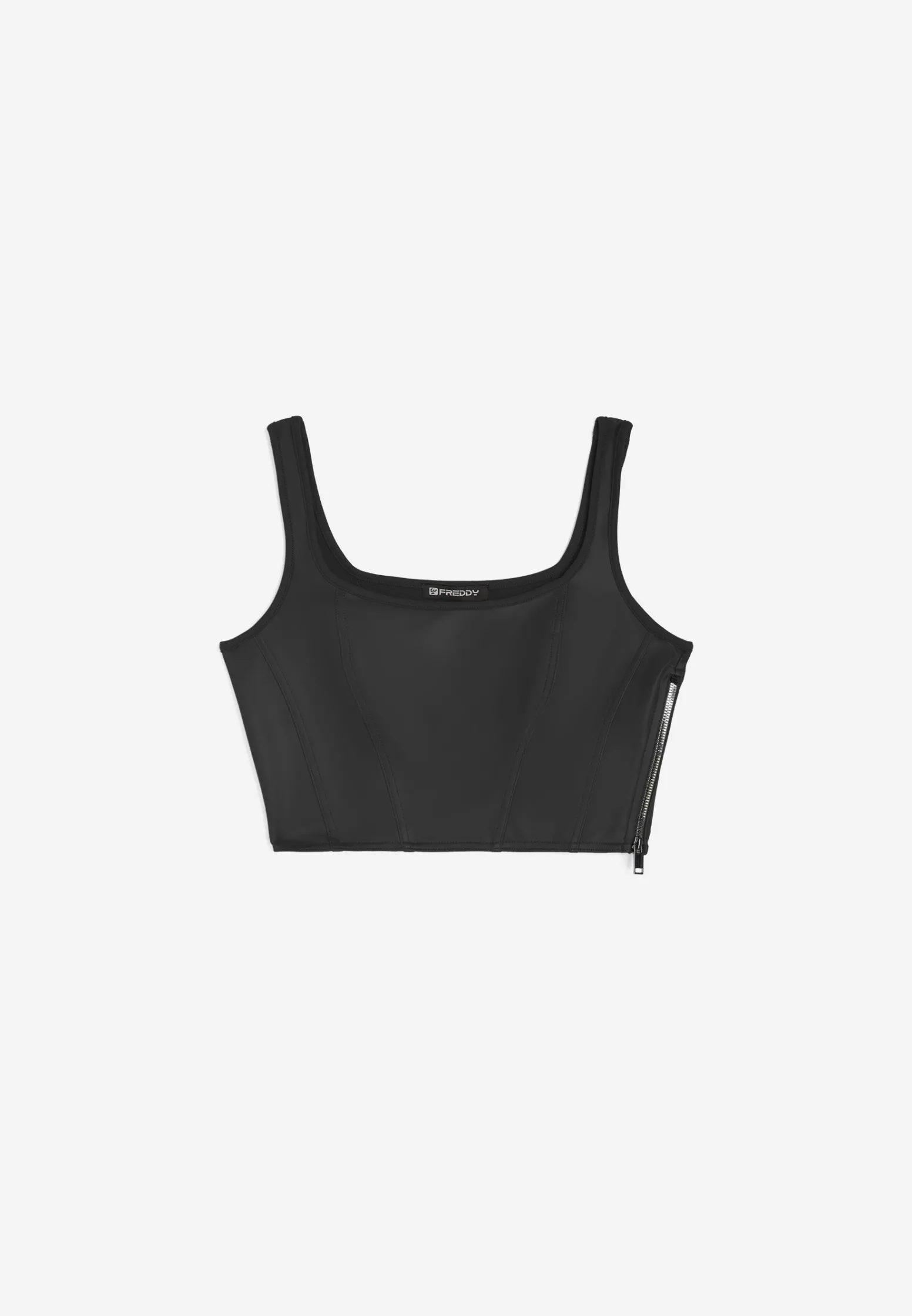 Freddy Top corto stile bustier in similpelle-Donna Top E Canotte