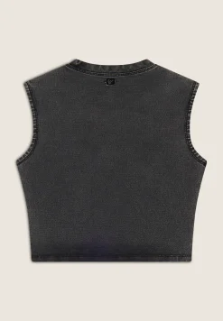 Freddy Top cropped effetto denim decorato sulle spalle-Donna Top E Canotte