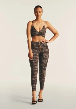 Freddy Top cropped fantasia camo con incroci frontali-Donna Top E Canotte