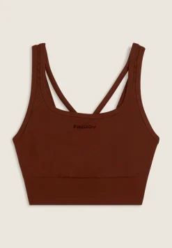 Freddy Top sportivo con coppe e inserti a spina di pesce-Donna Pilates|Fitness