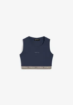 Freddy Top sportivo in heavy jersey stretch con elastico logato-Donna Top E Canotte