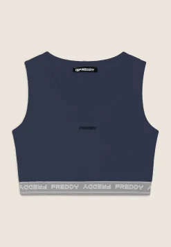 Freddy Top sportivo in heavy jersey stretch con elastico logato-Donna Top E Canotte