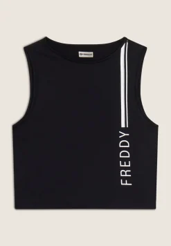 Freddy Top sportivo in tessuto tecnico con stampa metallizata-Donna Padel|Pilates