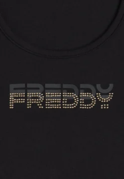 Freddy Top sportivo supporto medio in jersey con grafica dorata-Donna Padel|Pilates