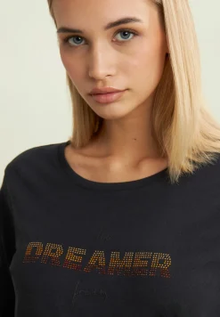 Freddy T-shirt a maniche lunghe con scritta Dreamer in strass-Donna T-shirts
