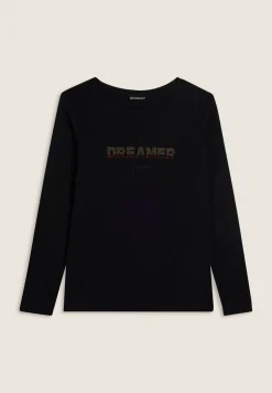 Freddy T-shirt a maniche lunghe con scritta Dreamer in strass-Donna T-shirts