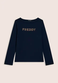 Freddy T-shirt a maniche lunghe in jersey con logo in strass-Donna T-shirts
