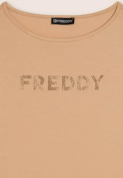 Freddy T-shirt a maniche lunghe in jersey con logo in strass-Donna T-shirts
