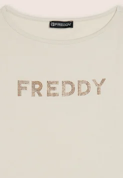 Freddy T-shirt a maniche lunghe in jersey con logo in strass-Donna T-shirts