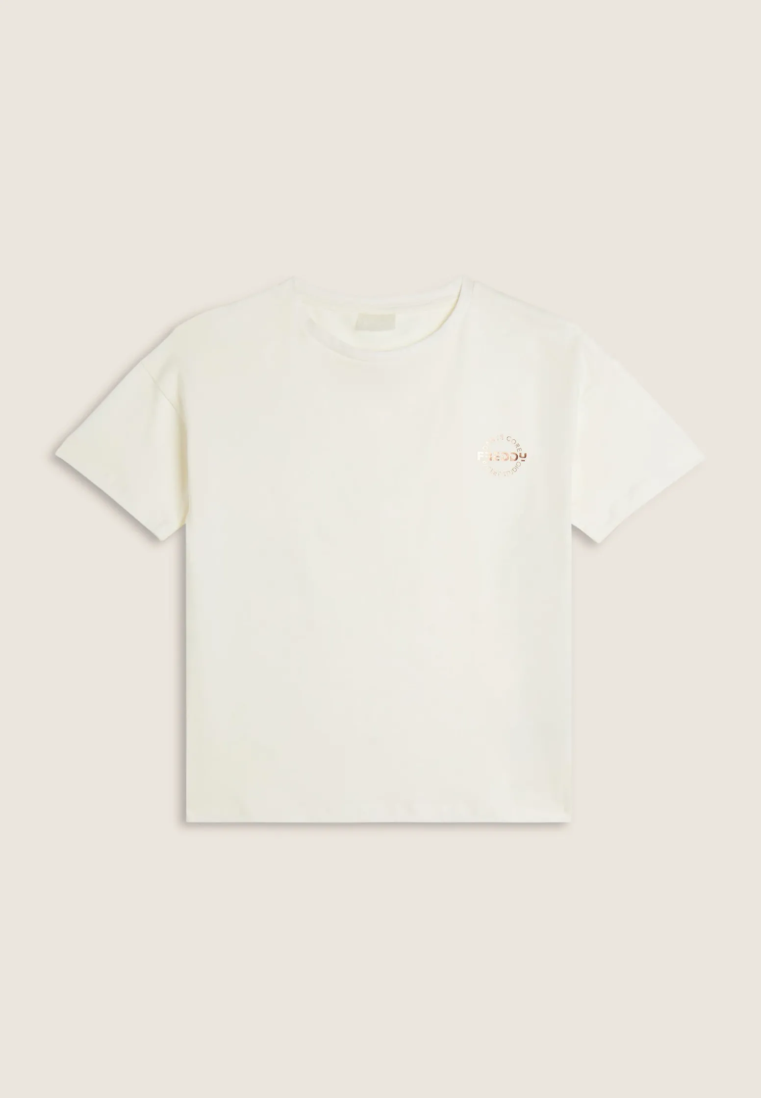 Freddy T-shirt Bambina corta in jersey elasticizzato logo bronzo- T-shirts