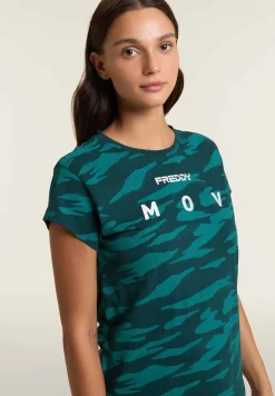 Freddy T-shirt camouflage con maniche ad aletta-Donna Fitness|T-shirts