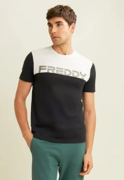 Freddy T-shirt colour block con stampa sulla spalla-Uomo T-shirts E Polo