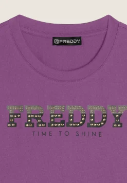 Freddy T-shirt comfort fit in jersey con dettagli preziosi-Donna Padel|Pilates