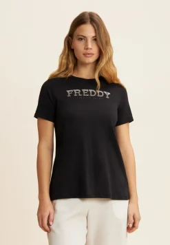 Freddy T-shirt comfort fit in jersey con dettagli preziosi-Donna Padel|Pilates