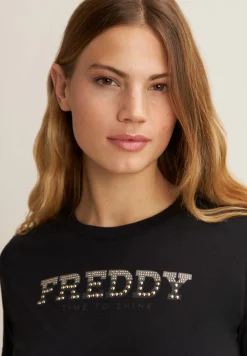 Freddy T-shirt comfort fit in jersey con dettagli preziosi-Donna Padel|Pilates
