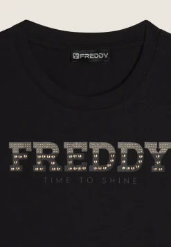 Freddy T-shirt comfort fit in jersey con dettagli preziosi-Donna Padel|Pilates