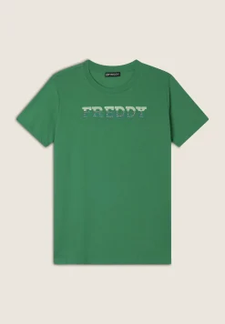 Freddy T-shirt comfort fit in jersey con dettagli preziosi-Donna Padel|Pilates