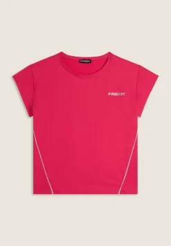 Freddy T-Shirt comfort in Tessuto tecnico con bordature a contrasto-Donna Padel|Pilates