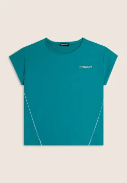Freddy T-Shirt comfort in Tessuto tecnico con bordature a contrasto-Donna Padel|Pilates