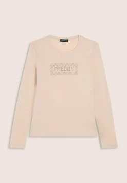 Freddy T-shirt comfort manica lunga con retro stampato-Donna Ginnastica|T-shirts