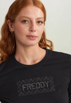 Freddy T-shirt comfort manica lunga con retro stampato-Donna Ginnastica|T-shirts