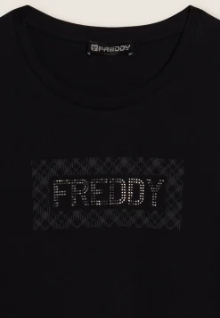 Freddy T-shirt comfort manica lunga con retro stampato-Donna Ginnastica|T-shirts