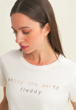 Freddy T-shirt con grafica “Enjoy the party” in strass-Donna T-shirts