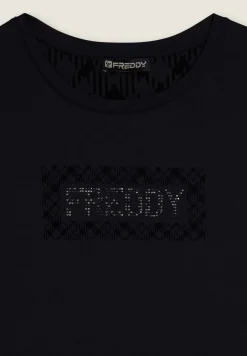 Freddy T-shirt con logo e grafica geometrica-Donna Ginnastica|T-shirts