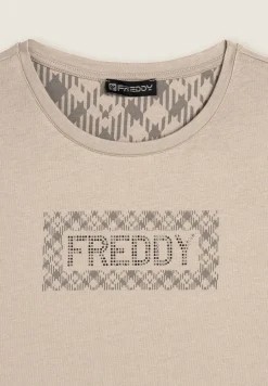 Freddy T-shirt con logo e grafica geometrica-Donna Ginnastica|T-shirts