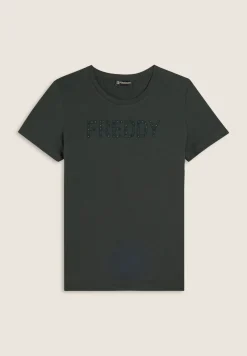 Freddy T-shirt con logo frontale in borchie-Donna Ginnastica|T-shirts