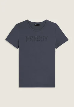 Freddy T-shirt con logo frontale in borchie-Donna Ginnastica|T-shirts