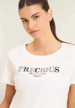 Freddy T-shirt con scritta Precious Moments in strass-Donna T-shirts