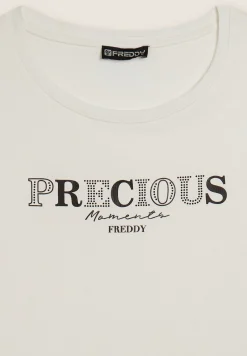 Freddy T-shirt con scritta Precious Moments in strass-Donna T-shirts