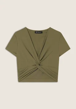 Freddy T-shirt cropped con effetto raccolto-Donna T-shirts