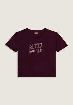 Freddy T-shirt cropped con maniche ampie e stampa Mood Up-Donna Pilates|Fitness