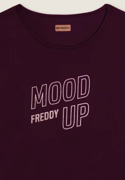 Freddy T-shirt cropped con maniche ampie e stampa Mood Up-Donna Pilates|Fitness