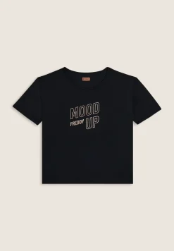 Freddy T-shirt cropped con maniche ampie e stampa Mood Up-Donna Pilates|Fitness