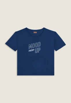 Freddy T-shirt cropped con maniche ampie e stampa Mood Up-Donna Pilates|Fitness