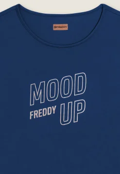 Freddy T-shirt cropped con maniche ampie e stampa Mood Up-Donna Pilates|Fitness