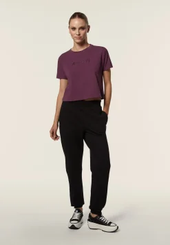 Freddy T-shirt Cropped girocollo fit comfort con ricamo-Donna T-shirts