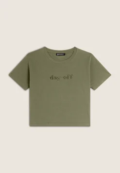 Freddy T-shirt Cropped girocollo fit comfort con ricamo-Donna T-shirts