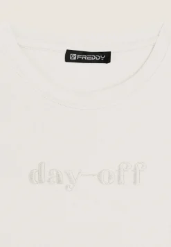Freddy T-shirt Cropped girocollo fit comfort con ricamo-Donna T-shirts