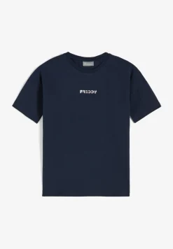 Freddy T-shirt da bambina in cotone elasticizzato con logo argento- T-shirts