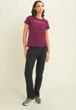 Freddy T-shirt da donna con strass e banda logata sulle spalle-Donna Pilates|Ginnastica