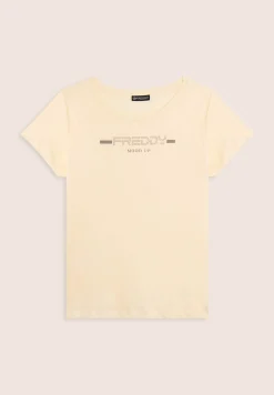 Freddy T-shirt da donna con strass e banda logata sulle spalle-Donna Pilates|Ginnastica