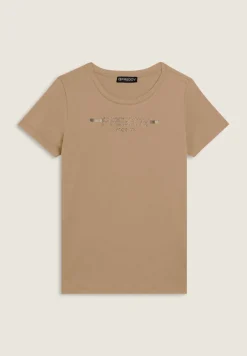 Freddy T-shirt da donna con strass e banda logata sulle spalle-Donna Pilates|Ginnastica