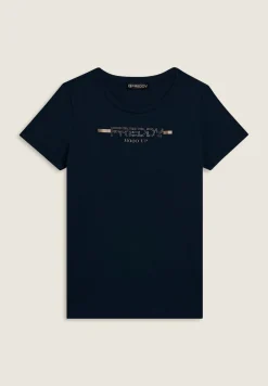 Freddy T-shirt da donna con strass e banda logata sulle spalle-Donna Pilates|Ginnastica